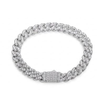 Pandora Sterling Silver Cuban Link Bracelet With Pavé Diamond