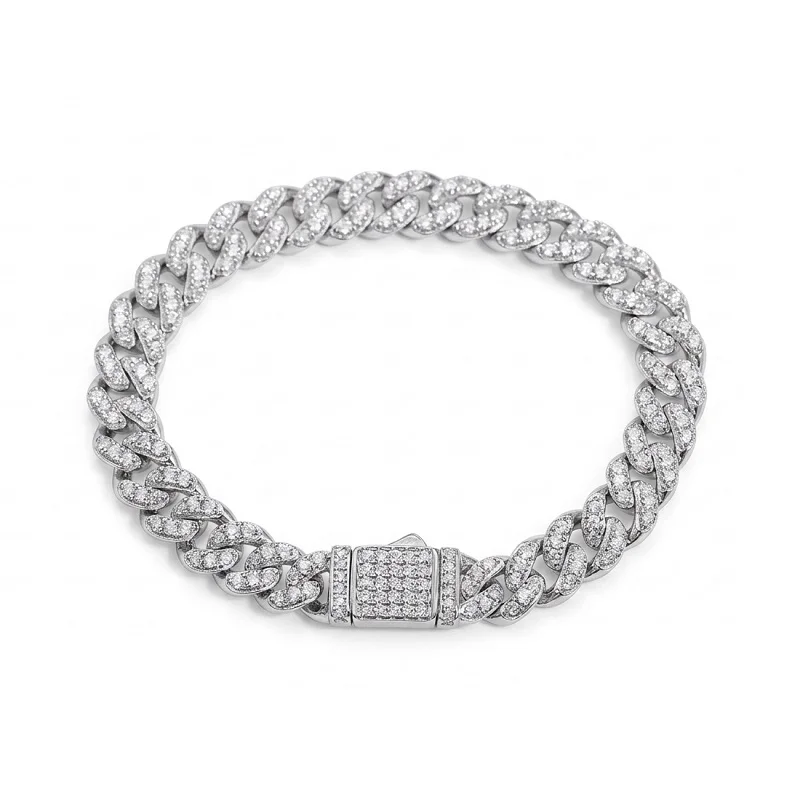Pandora Sterling Silver Cuban Link Bracelet With Pavé Diamond