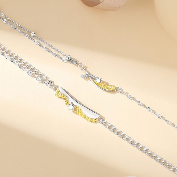 Silver Couple Bracelets With Sterling Silver Star - Image 3