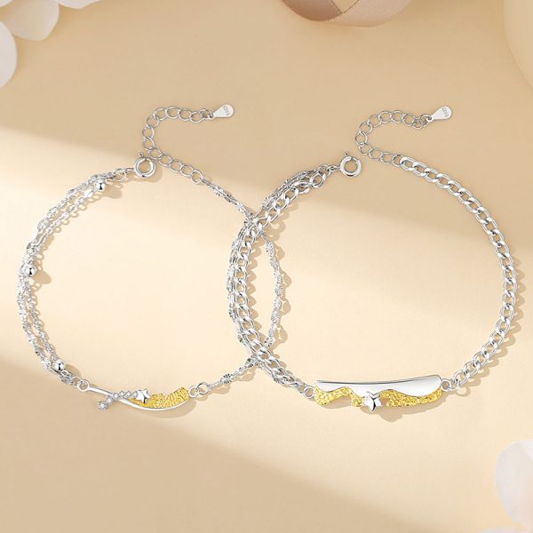 Silver Couple Bracelets With Sterling Silver Star