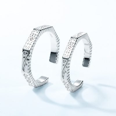 Sterling Silver Couple Ring For Geometric Ring