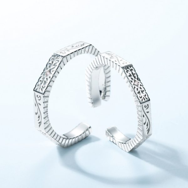 Sterling Silver Couple Ring For Geometric Ring - Image 3