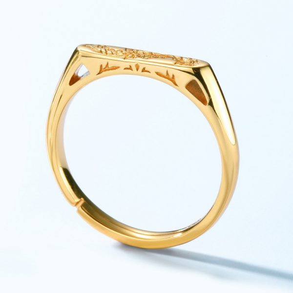 Sterling Silver Couple Ring For Leaf Engraved Ring - Image 5