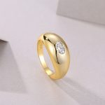 Anillos de plata de ley para mujer con diamante ovalado