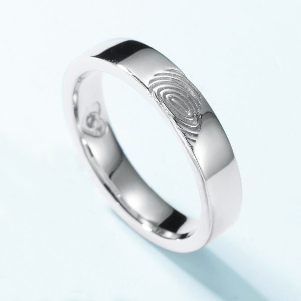 couple ring silver with fingerprint heart men ring