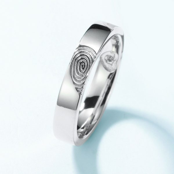couple ring sterling silver with fingerprint heart women ring