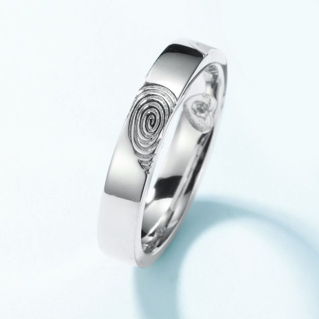 couple ring sterling silver with fingerprint heart women ring