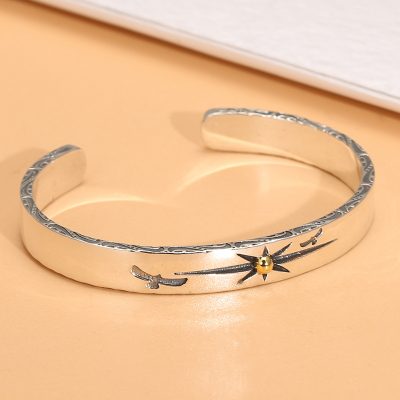 925 sterling silver bangles bracelet, silver bangles with carved flying birds