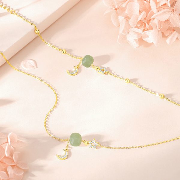 Sterling Silver Bead Bracelet With Moon Pendant - Image 4