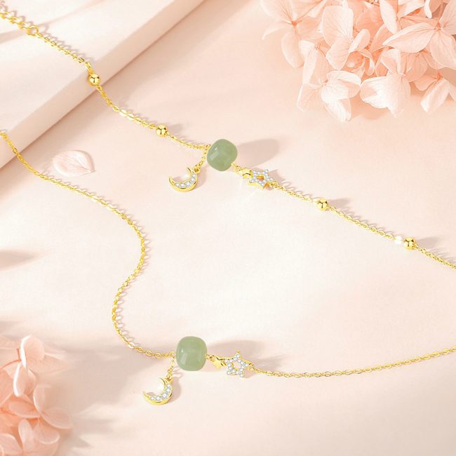 Sterling Silver Bead Bracelet With Moon Pendant - Image 4