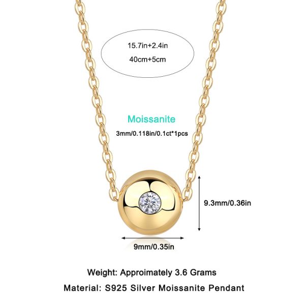 925 Sterling Silver Bead Pendant Necklace For Women size