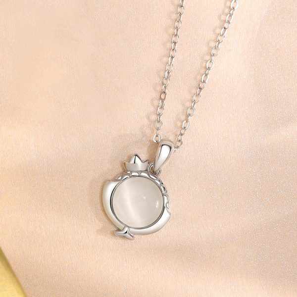 925 Sterling Silver Necklace Cats Eye Stone for women