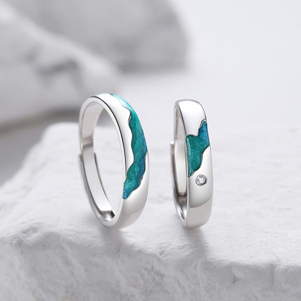 925 Sterling Silver Couple Aurora Rings