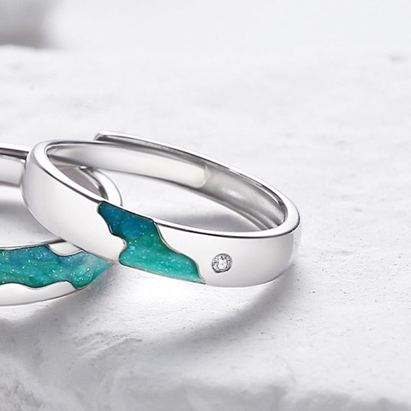 925 Sterling Silver Couple Aurora Rings for men