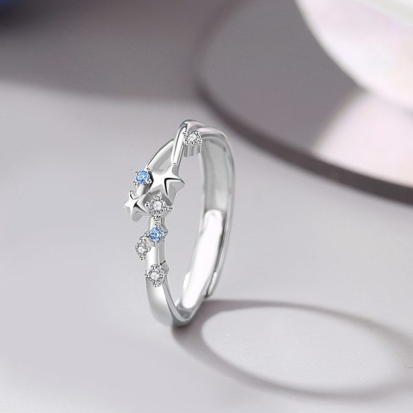 925 Sterling Silver Couple Ring With Stars For Women
