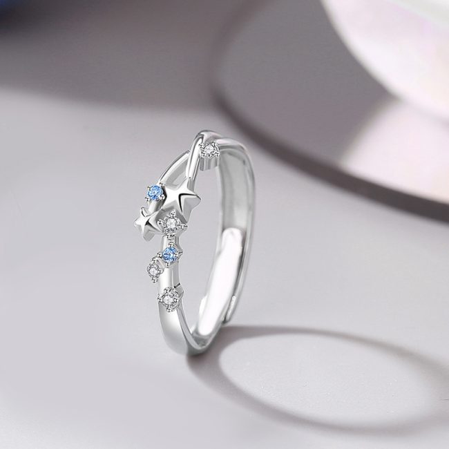925 Sterling Silver Couples Ring With Stars For Women