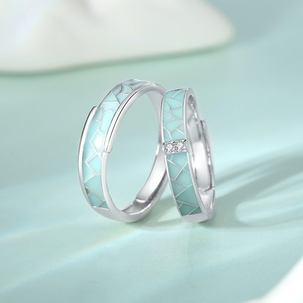925 Sterling Silver Enamel Rings For Couples