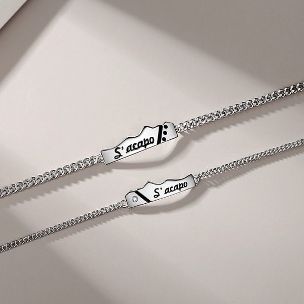925 Sterling Silver Mountain Bracelet For Couple