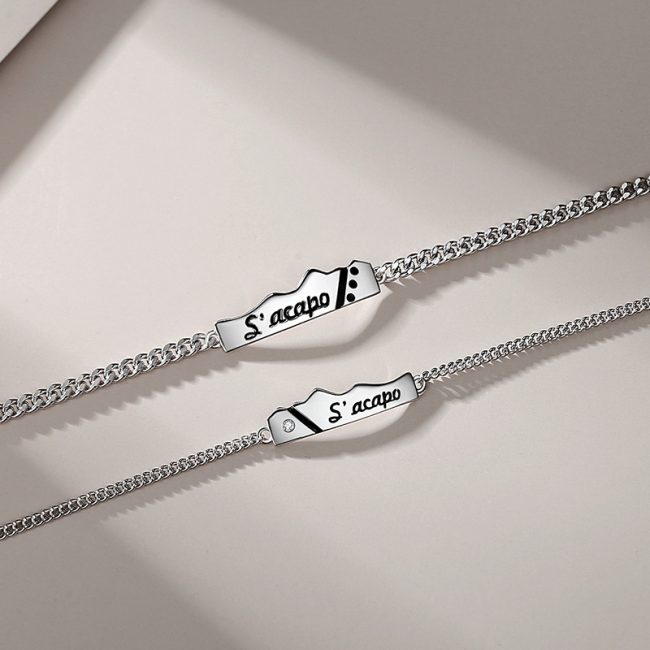 925 Sterling Silver Mountain Bracelet For Couple