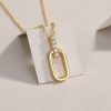 925 Sterling Silver Paperclip Pendant Necklace For Women