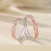 925 Sterling Silver Couple Rings With Wheat, made of 925 sterling silver, Ring surface engraved with golden wheat