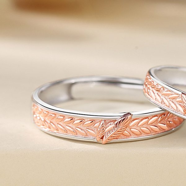 925 Sterling Silver Wheat Couple Rings for men, width about 4mm, weight about 2.5g