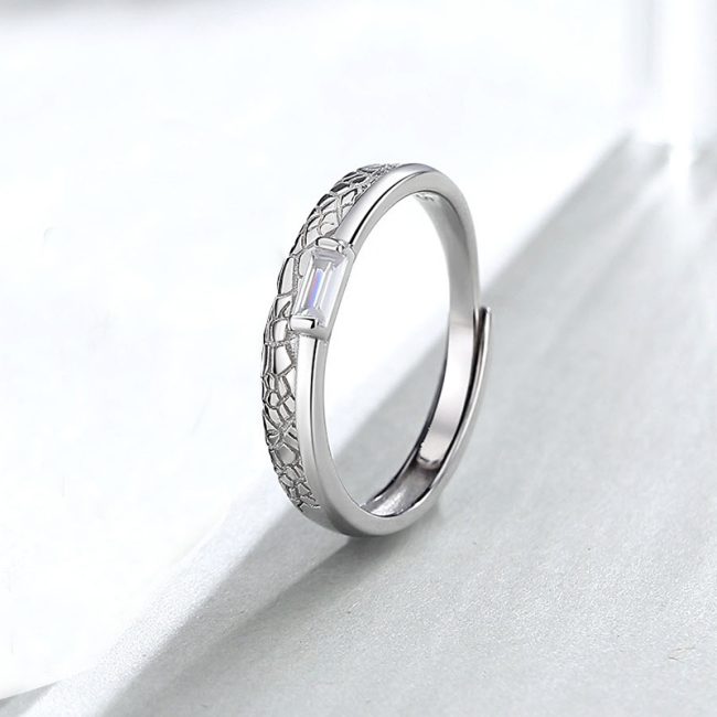 925 Sterling Silver Couples Ring For Women, the front set one zirconia stones