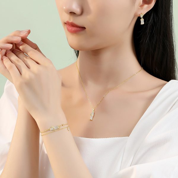 Bamboo Jade Bracelet In Sterling Silver