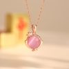 Cats Eye Stone Necklace In 925 Sterling Silver
