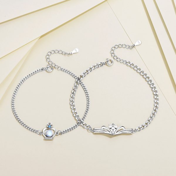 Couple Bracelet Silver Of Crown, made of 925 sterling silver