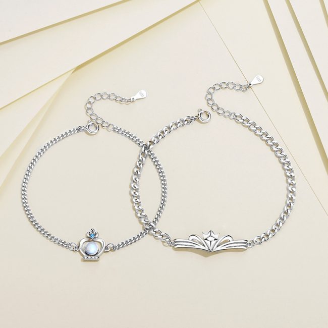 Couple Bracelet Silver Of Crown, made of 925 sterling silver