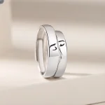 Anillos románticos a juego de plata 925 con diseño de beso para parejas.