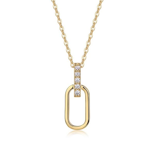 Paperclip Pendant Necklace In 925 Sterling Silver For Women
