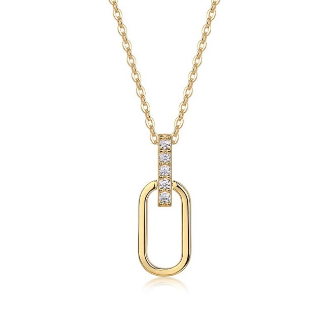 Paperclip Pendant Necklace In 925 Sterling Silver For Women