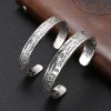 vintage sterling silver bangle bracelets, the surface of the bracelet is engraved with various characters.