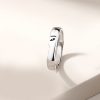 silver couple ring for women, front detail view