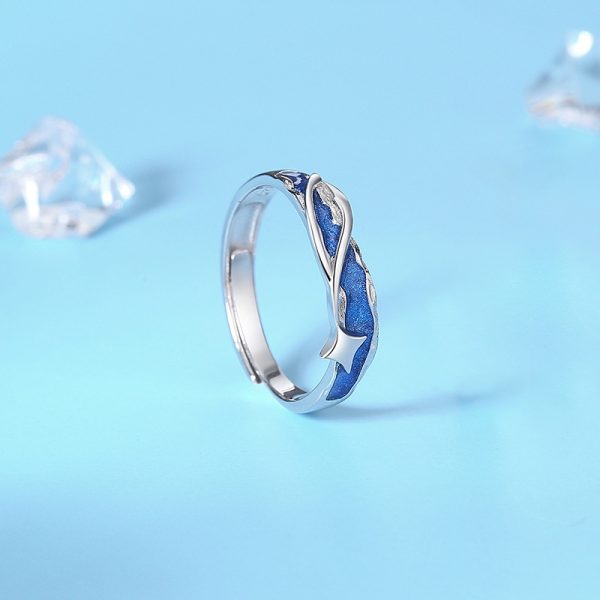 Star Silver Ring For Men, The front design features 1 silver star