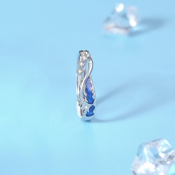 Star Silver Ring For Women, The front design features four stars, with a moissanite embedded in the center of each star.