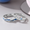 Star Sterling Silver Rings For Couples, made 925 sterling silver, open and matching design, adjustable size