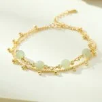 Pulsera de cuentas de plata de ley con doble capa