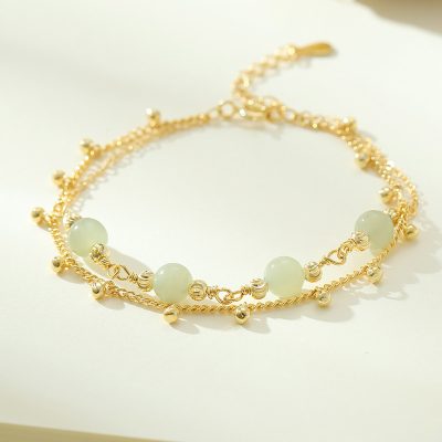 Sterling Silver Bead Bracelet With Double Layer