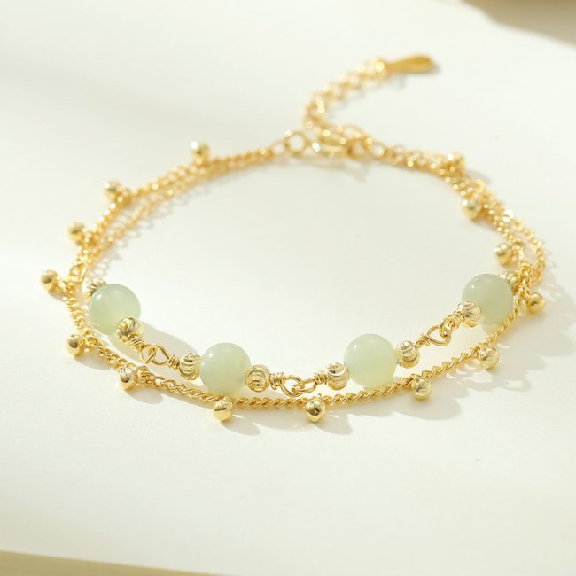 Sterling Silver Bead Bracelet With Double Layer