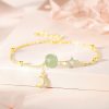 Sterling Silver Bead Bracelet With Moon Pendant