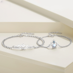 Sterling Silver Couple Bracelets Of Crown, made of 925 sterling silver, Men's bracelet sterling silver crown, women's bracelet queen crown setting moonstone