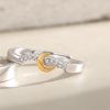 Sterling Silver Couples rings With Engraved Sun And Moon for women
