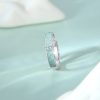 Sterling Silver Enamel Rings For Women, the front of the ring is set with two moissanite stones.