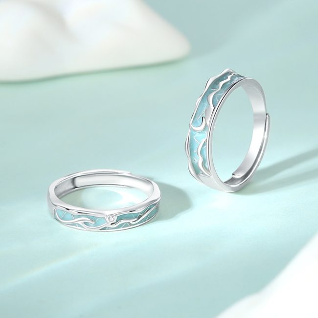 Sterling Silver Enamel Rings For Couples