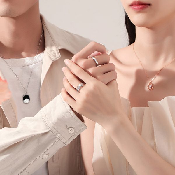 Cherry Blossom Sterling Silver Rings For Couples