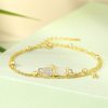 Sterling Silver With Bamboo Jade Bracelet For Women