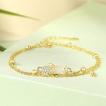 Pulsera de plata de ley con jade bambú para mujer
